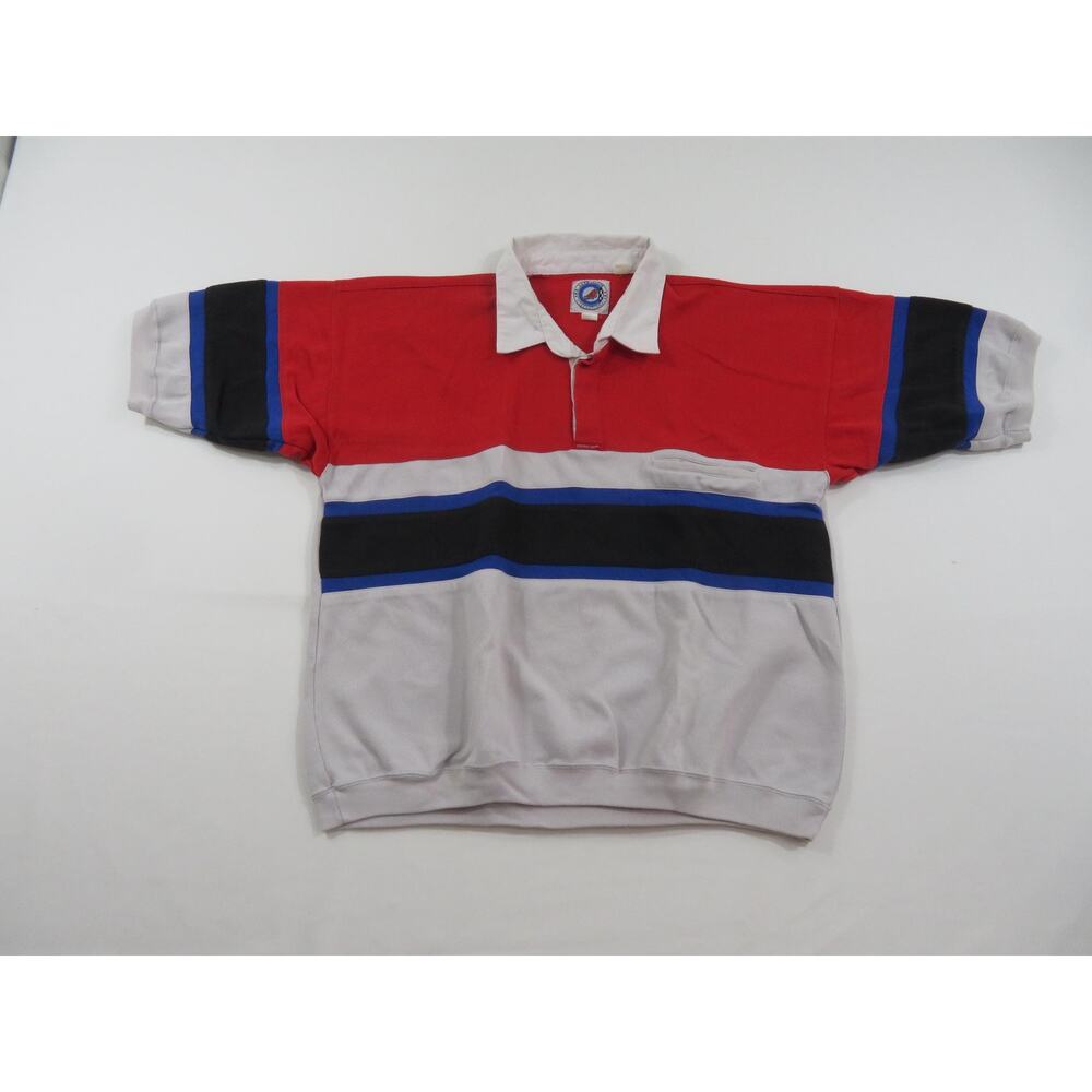 Greenline Rugby Style Shirt Short Sleeve Striped Red Sz XL 1990s